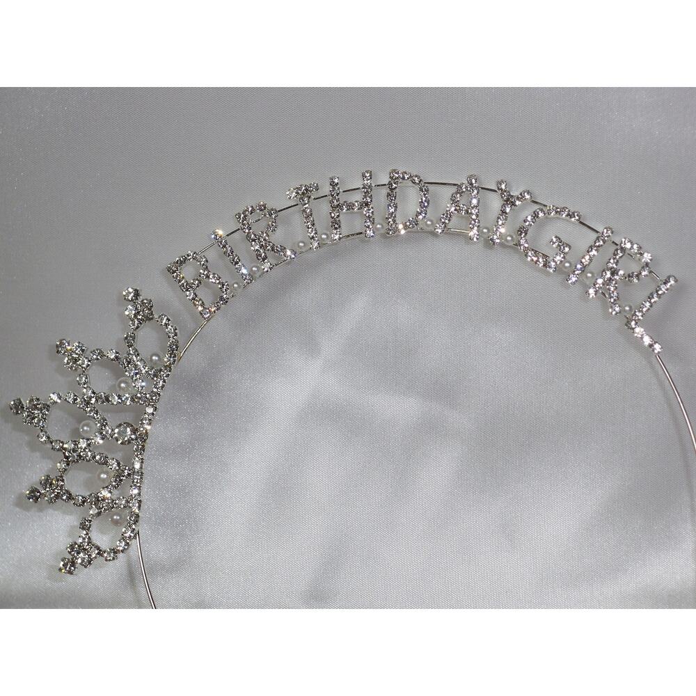 Birthday tiara, rhinestone birthday rhinestone headband childrens birthday tiara